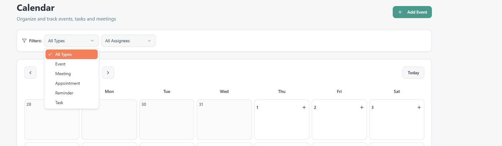 Calendar filters