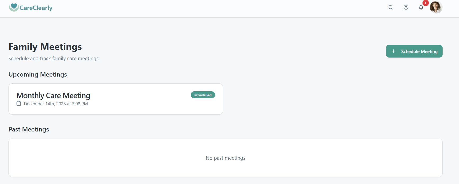 Meetings list (upcoming + past)